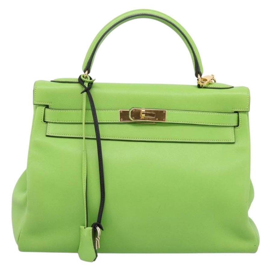 Hermes Kelly Green Gulliver With Gold Hardware Leather Bag