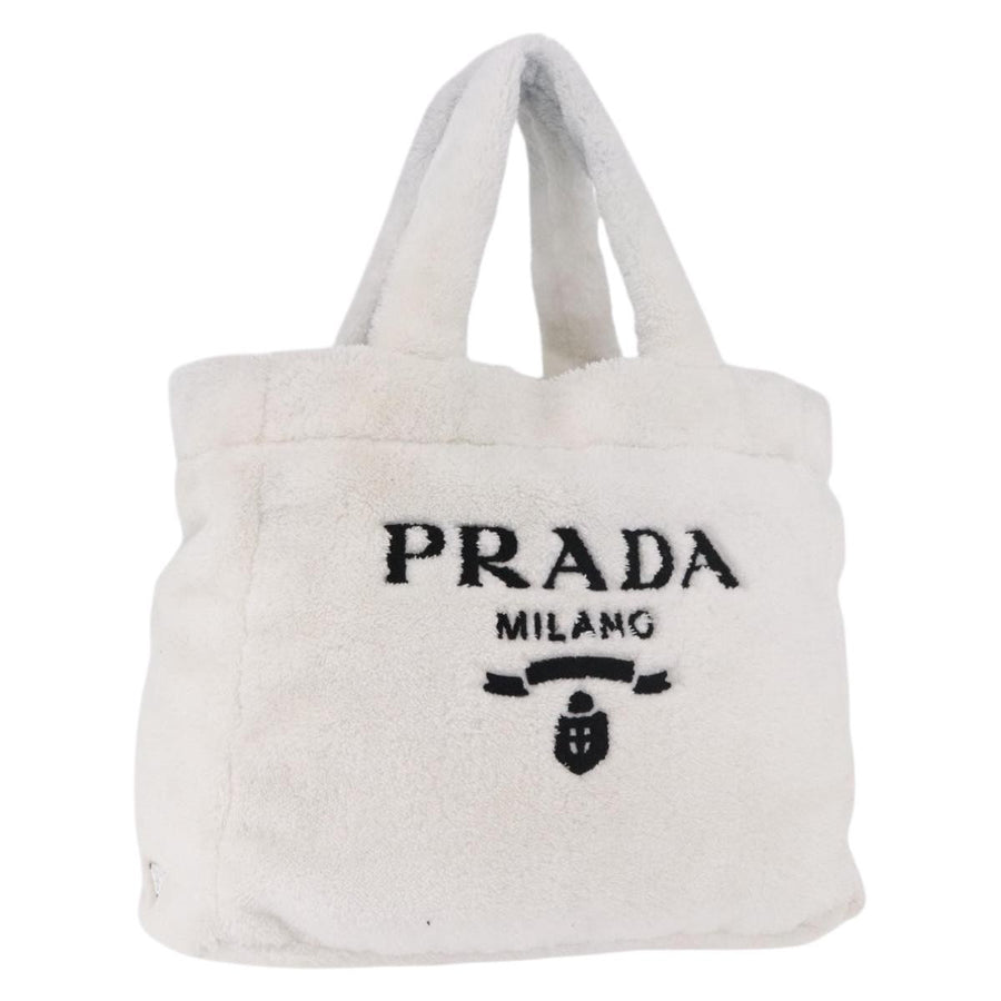 Prada Logo Terry Cloth White Bag