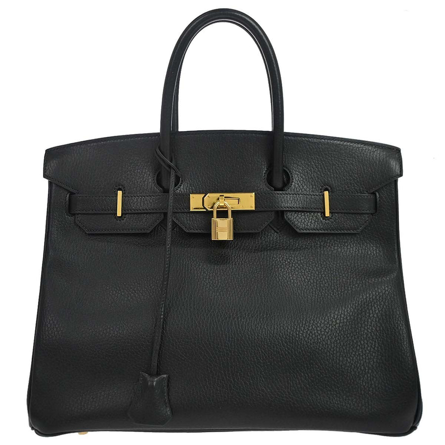 Hermes Birkin Black Ardennes With Gold Hardware Leather Bag