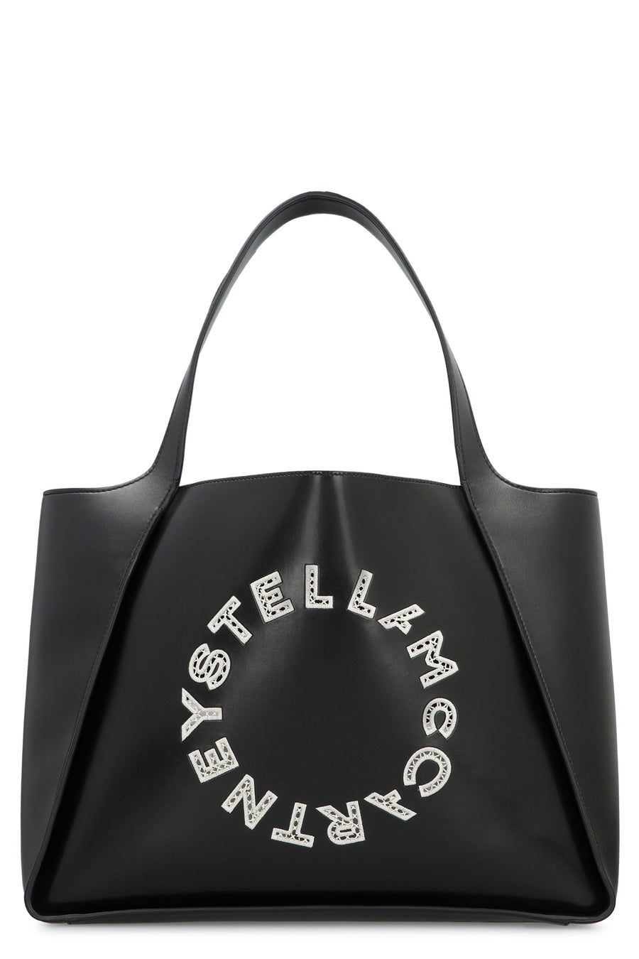 Stella Mccartney Logo-Perforated Tote Bag — Black Polyurethane