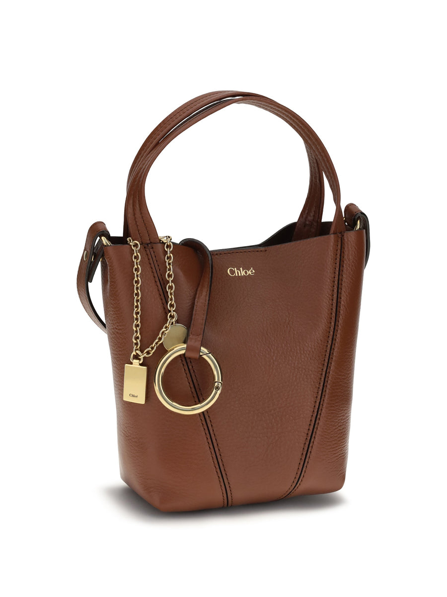Chloé Spin Shoulder Bag — Brown Calf Leather