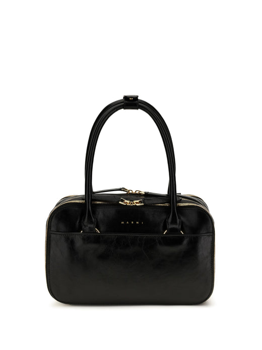Marni Boxyne Top Handle Bag — Black Calf Leather Bos Taurus