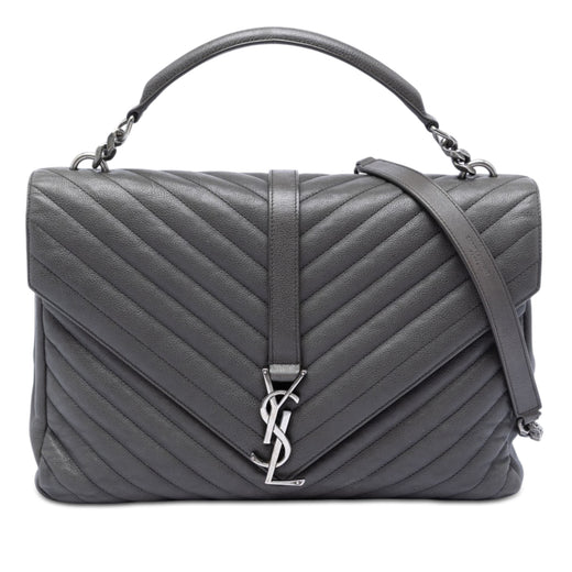 Large Chevron Sheepskin Monogram College Satchel - Image 1