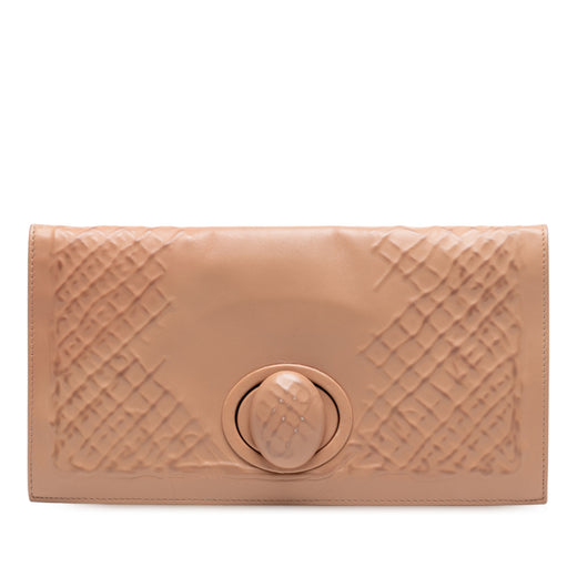 Nappa Embossed Intrecciato Turn Lock Clutch - Image 1