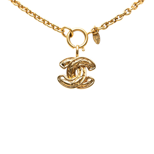 Gold Plated CC Quilted Pendant Necklace - Image 1