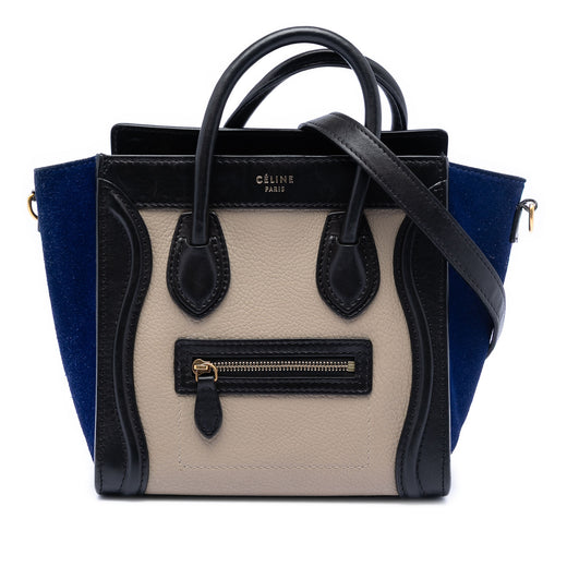 Nano Tricolor Calfskin and Suede Luggage Tote - Image 1