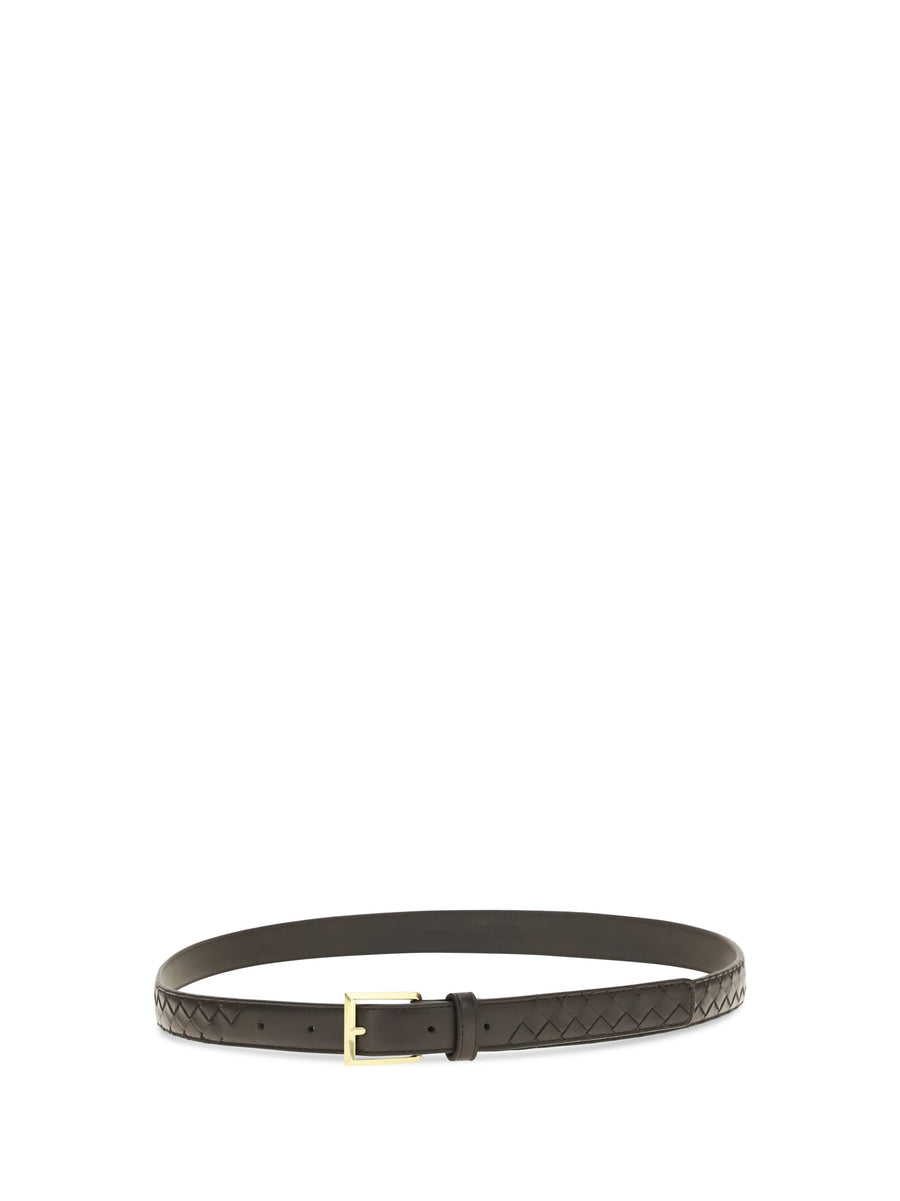 Bottega Veneta Intrecciato Belt — Espresso Lamb Leather