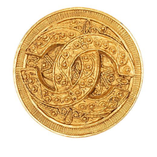 CC Gold Plated Filigree Round Brooch - Image 1