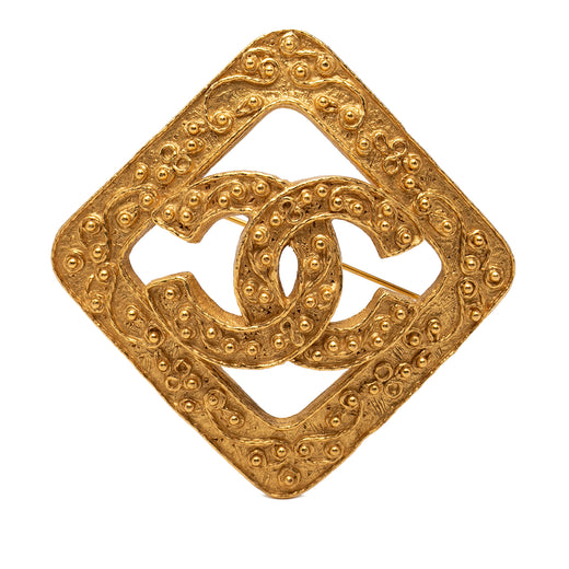 CC Gold Plated Rhombus Diamond Brooch - Image 1