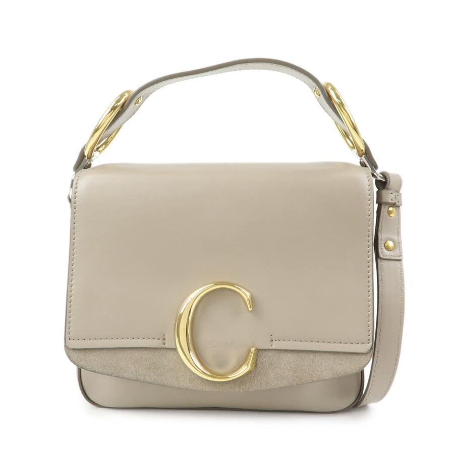 Chloe C Shoulder Bag Leather Gray
