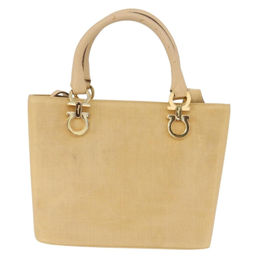 Salvatore Ferragamo Gancini Tote Canvas Beige