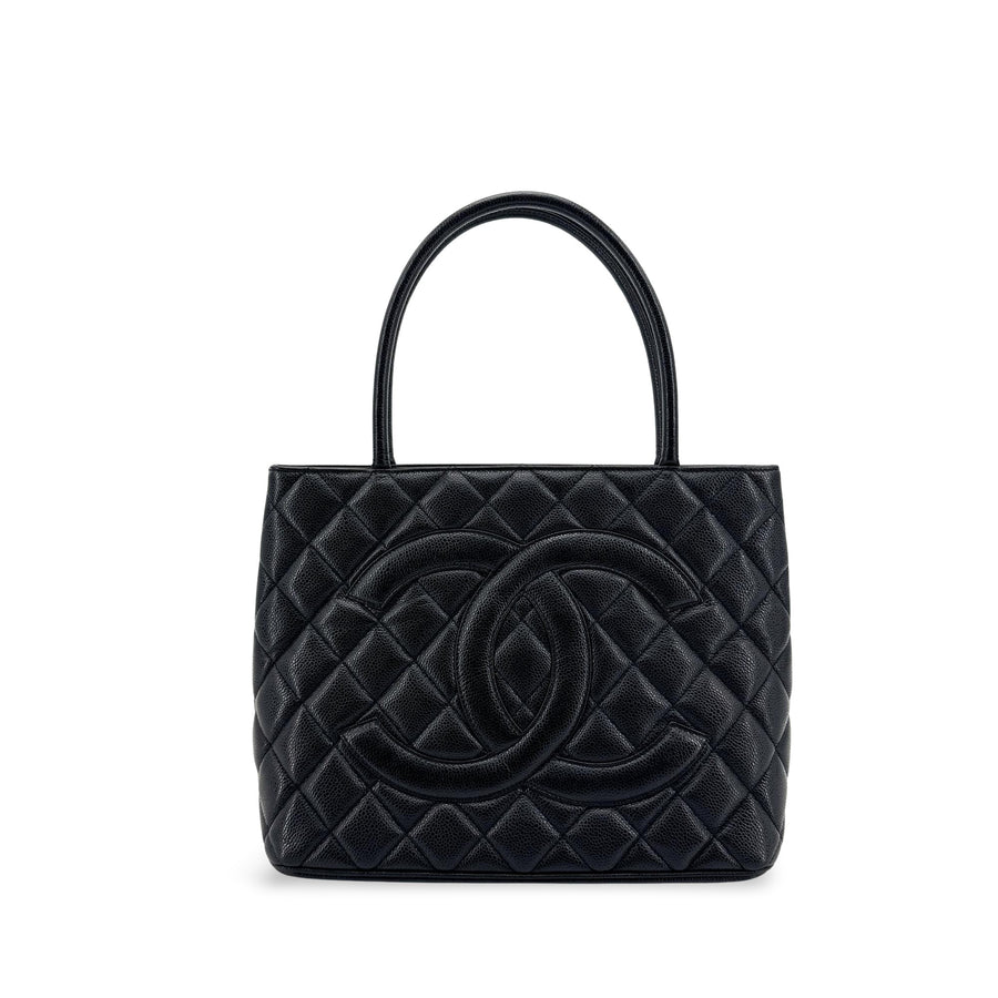Chanel Medallion Quilted Caviar Black Leather Bag
