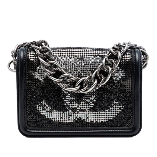 Small Lambskin Beaded Crystal Flap - Image 1