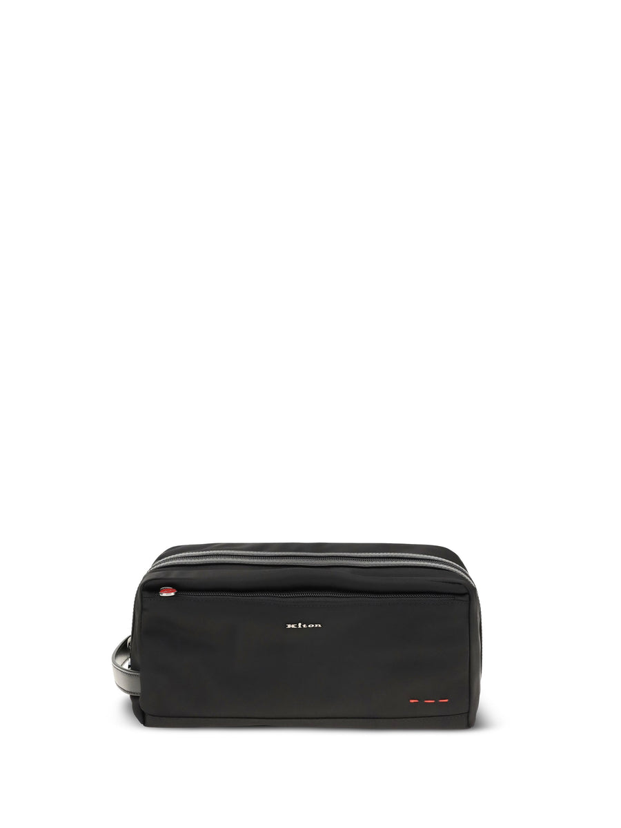 Kiton Nylon Beauty Case Top Handle Bag — Black
