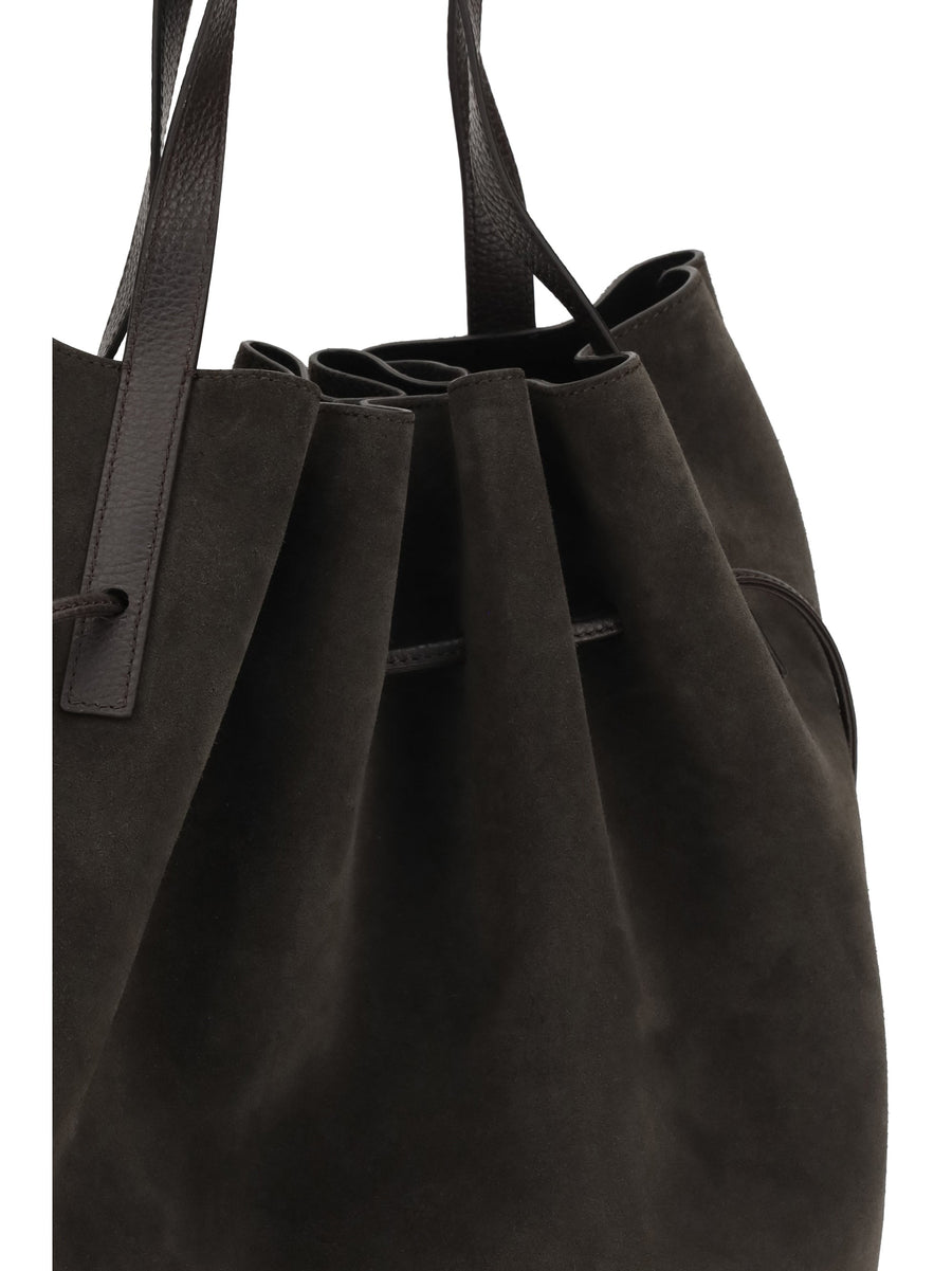 Yuzefi Scallop Shoulder Bag — Black Suede