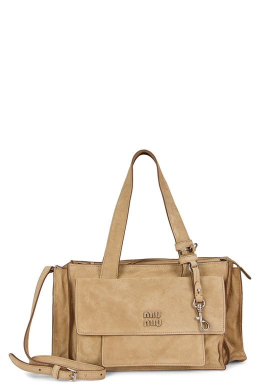 Miu Miu Calfskin Shoulder Bag — Beige