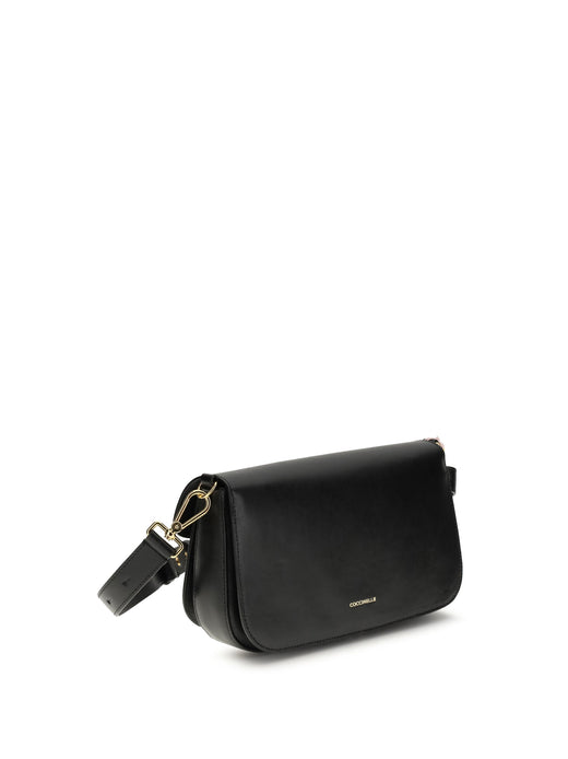 Coccinelle C-Me Shoulder Bag — Black Calf Leather