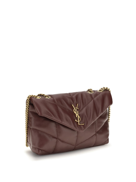 Saint Laurent Puffer Toy Shoulder Bag — Brown Lambskin