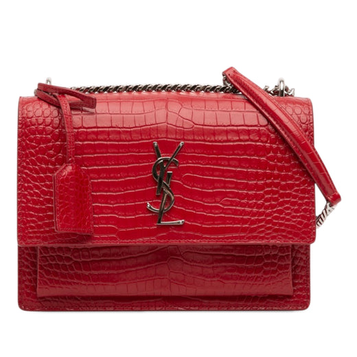 Medium Croc Embossed Leather Monogram Sunset Crossbody - Image 1