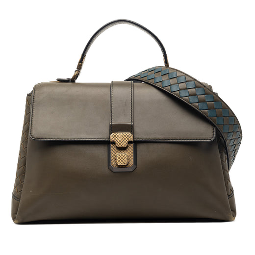 Medium Intrecciato Trimmed Nappa Piazza Satchel - Image 1