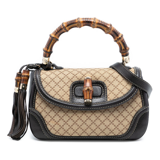 Medium Diamante Canvas New Bamboo Satchel - Image 1