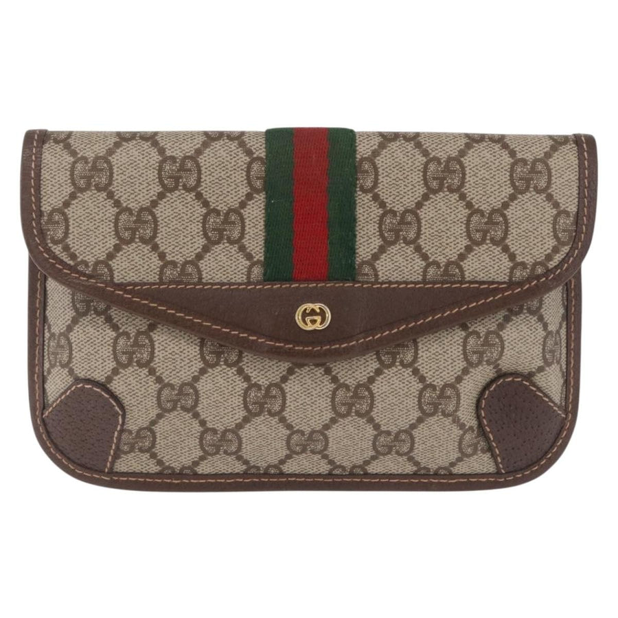 Gucci Vintage Web Envelope Gg Coated Canvas Beige Bag