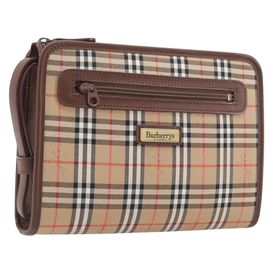 Burberry Nova Check Pochette Canvas Beige Bag