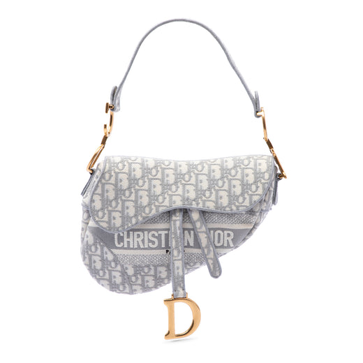 Oblique Embroidered Canvas Saddle Bag - Image 1