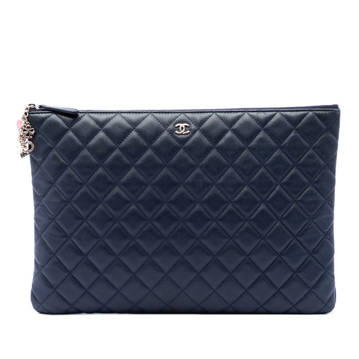 Large Quilted Lambskin Casino Charms O Case Clutch - Image 1