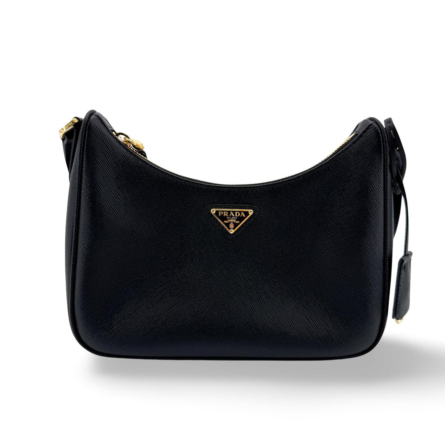 Prada Re-Edition 2005 Hobo Tessuto With Saffiano Leather Black