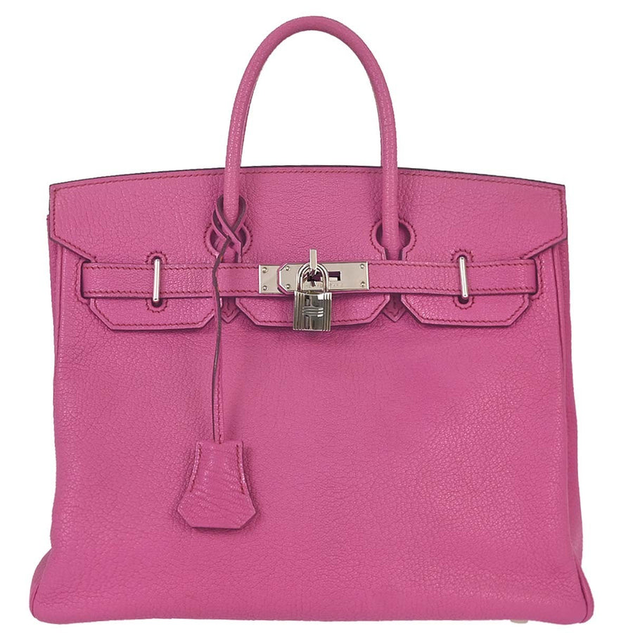 Hermes Hac Birkin Pink Chevre De Coromandel With Palladium Hardware Leather Bag