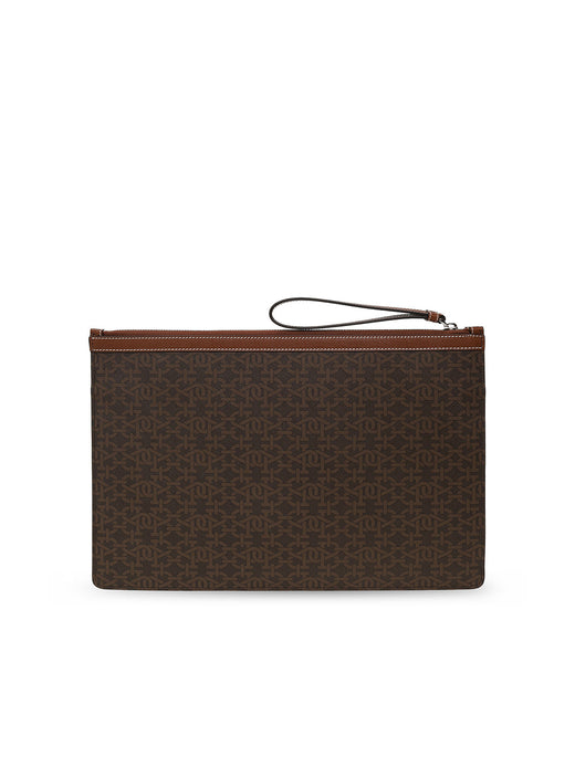 Bally Bollis Clutch — Brown Coated Canvas