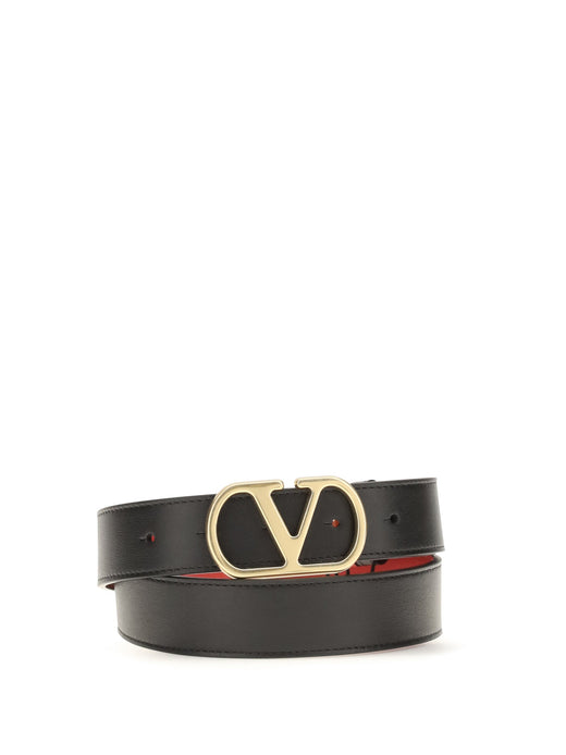Valentino Garavani Reversible Vlogo Signature Belt — Black Calf Leather Bos Taurus