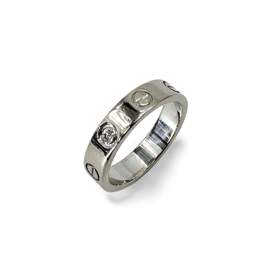 Cartier Love 3 Diamonds Band 18k White Gold With Diamond Silver Bijoux