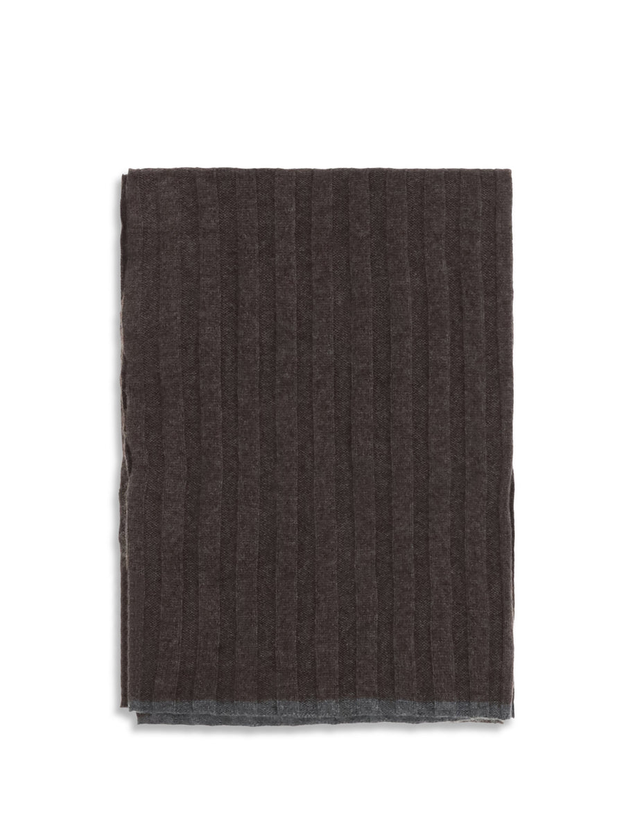Brunello Cucinelli Ribbed Cashmere Scarf — Brown Kashmir/capra Hircus Scarfs