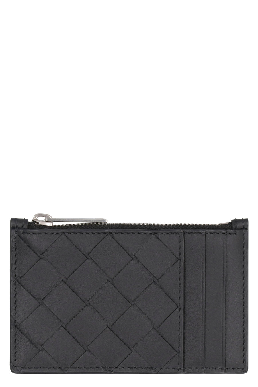 Bottega Veneta Intrecciato Quilted Calfskin Card Case — Black Calf Wallets & Cardholders