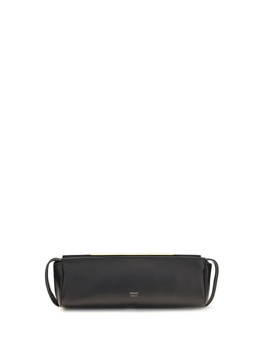 Khaite Calf Leather Evening Clutch — Black Bos Taurus