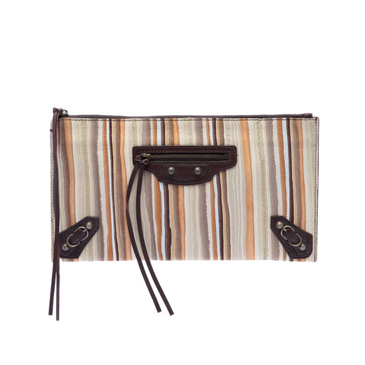 Suede Striped Papier Clutch - Image 1