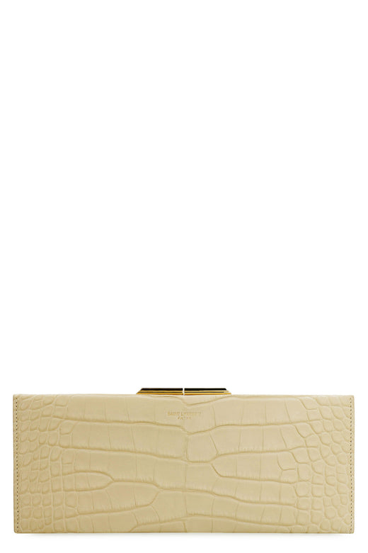 Saint Laurent Crocodile Leather Wallet — Ivory Skin