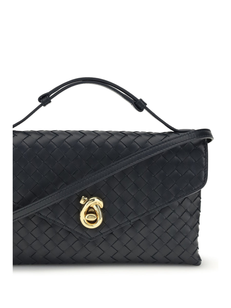Bottega Veneta Knot Lock Shoulder Bag — Black Lambskin