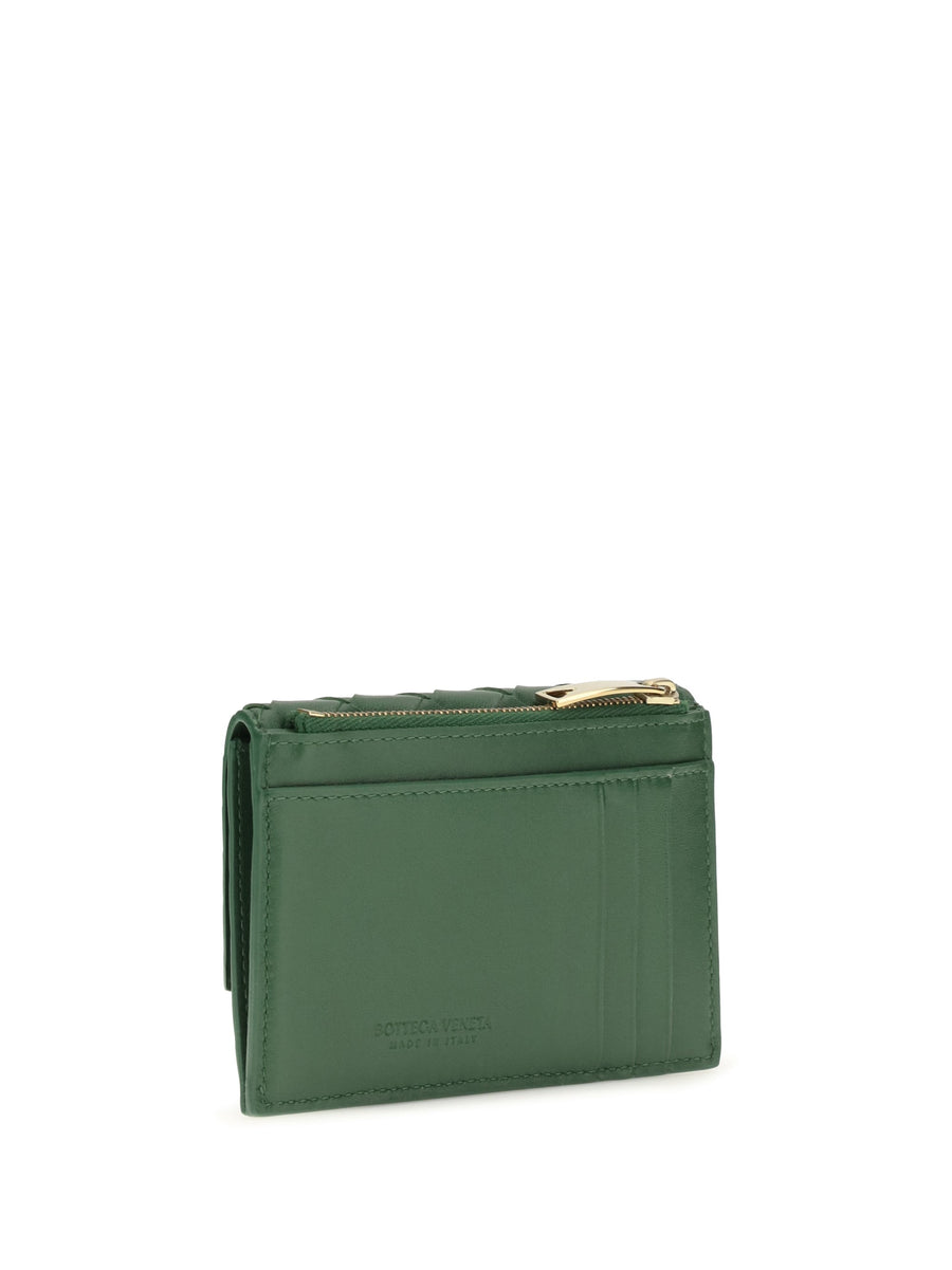 Bottega Veneta Knot Card Case — Green Lamb Leather Wallets & Purses