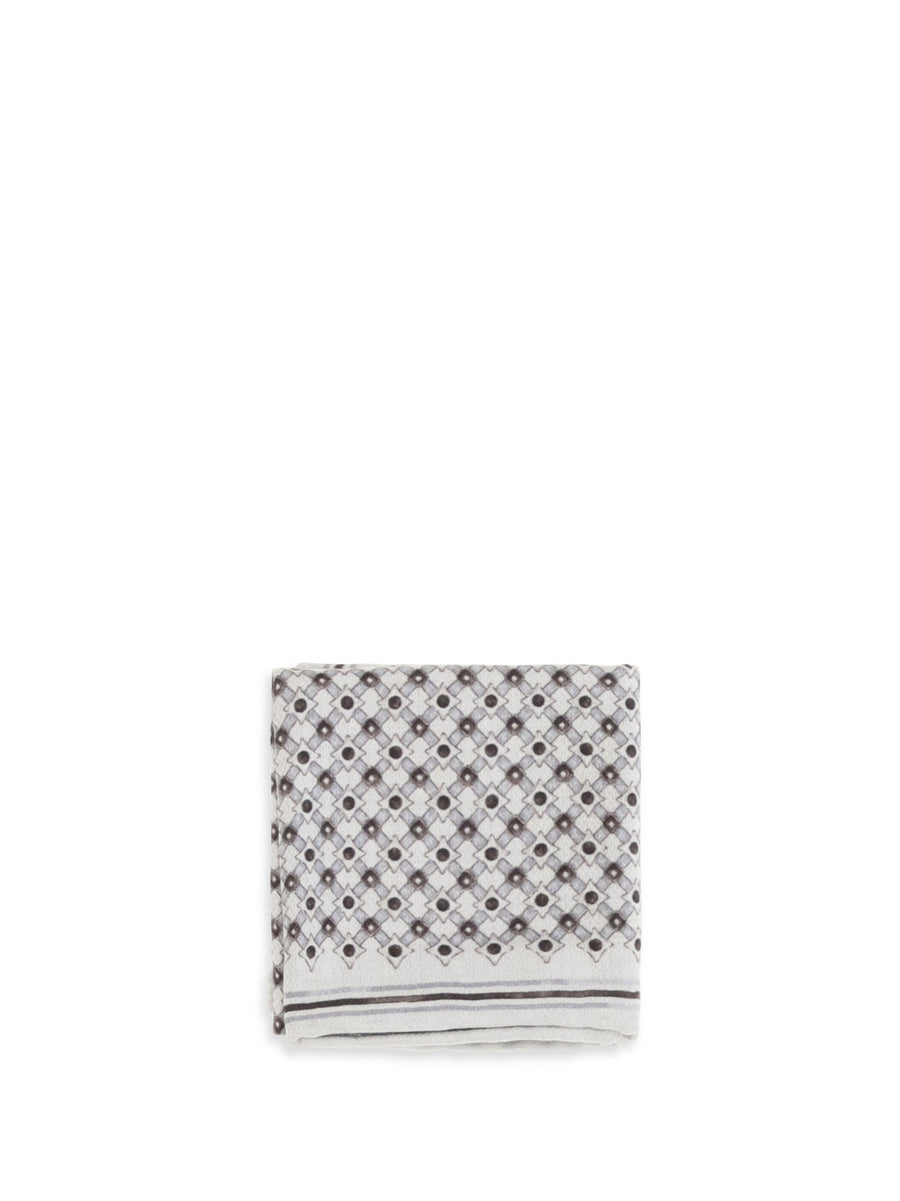 Brunello Cucinelli Geometric Silk Pocket Square — Brown Accessory