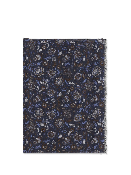 Kiton Paisley Silk Scarf — Navy Scarfs