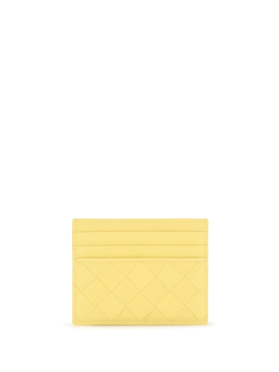 Bottega Veneta Intrecciato Leather Card Case — Yellow Calf Wallets & Purses