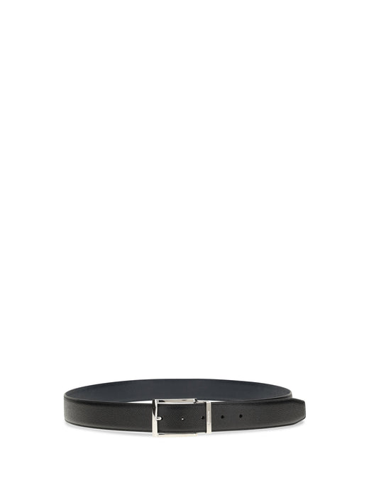 Ferragamo Reversible Hammered Calfskin Belt — Blue Calf Leather