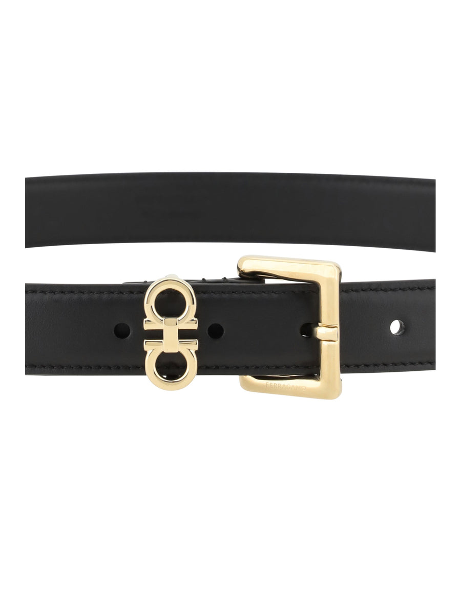 Ferragamo Gancini Belt — Black Calf Leather