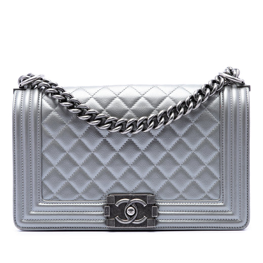 Old Medium Quilted Metallic Caviar Boy Flap - Image 1