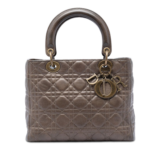 Medium Metallic Lambskin Cannage Lady Dior - Image 1