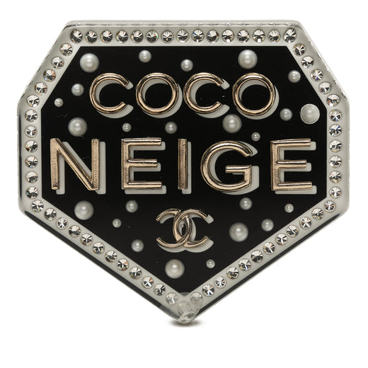 CC Resin Strass and Faux Pearl Coco Neige Pin Brooch - Image 1