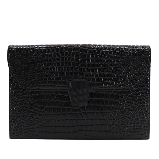 Croc Embossed Patent Clutch - Image 1